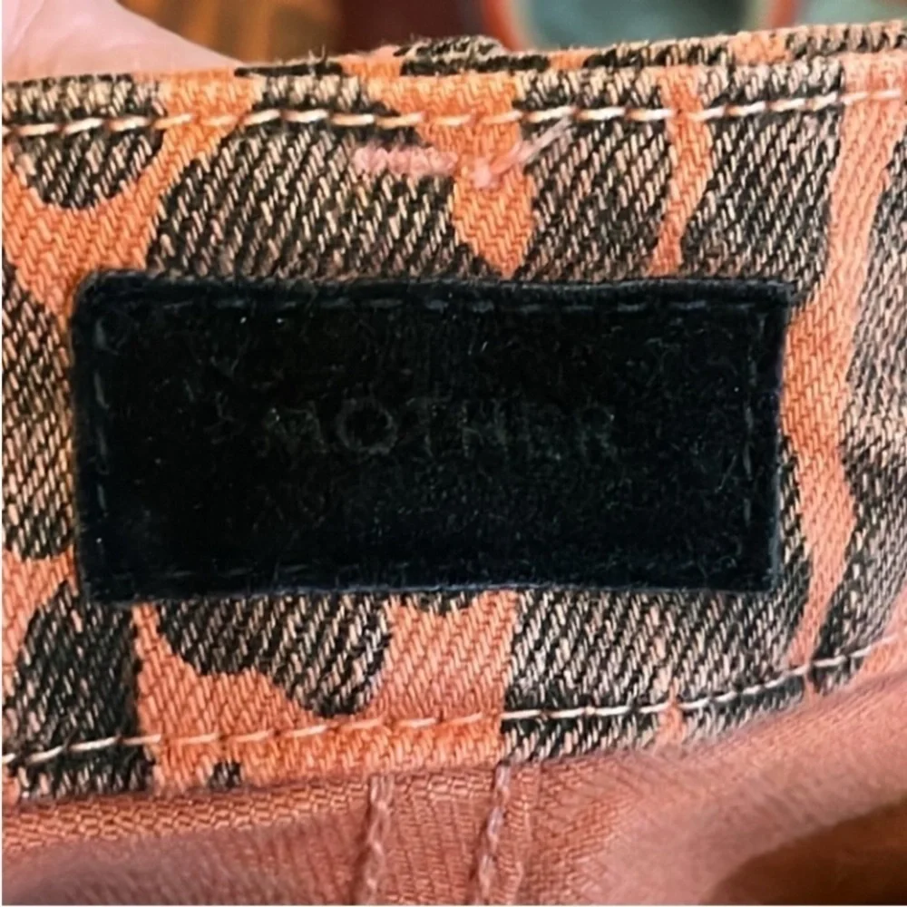 MOTHER High Waisted Looker Ankle Fray Animal Attraction Red Leopard Size 26 NWOT